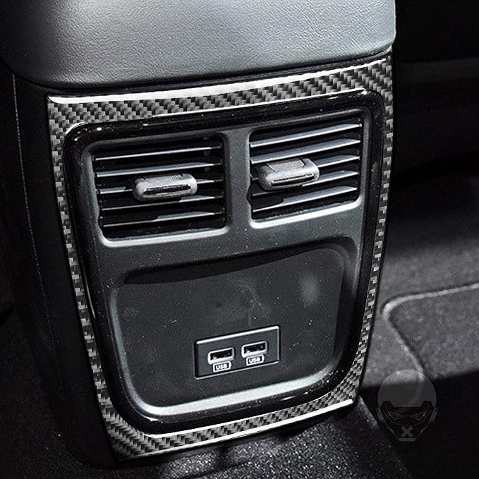 Real Carbon Fiber Trim for Dodge Charger Chrysler 300 Accessories | for Charger 2011+ Chrysler 300 2011-2023 Rear Air Outlet Vent USB Frame Sticker Interior Thick Overlay Decal