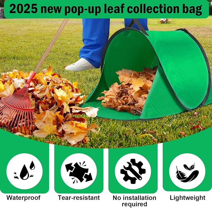 2026 New 60 Gallon Pop-Up Foldable Leaf Collector,Portable LeafBag,600D Oxford Cloth Leaves Pick Up Tool,Thicken Collapsible Leaves Picker Bag,Dustpan-Type Lawn Collector,Reusable Yard Garden Bag