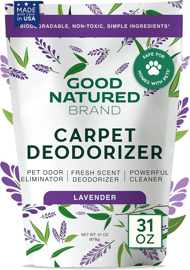 Good Natured Brand | Carpet Deodorizer & Freshener Powder | 31 oz Pet Odor Eliminator for Strong Odor & Pet Urine | Fresh Natural Lavender Scent | Safe for Homes with Pets