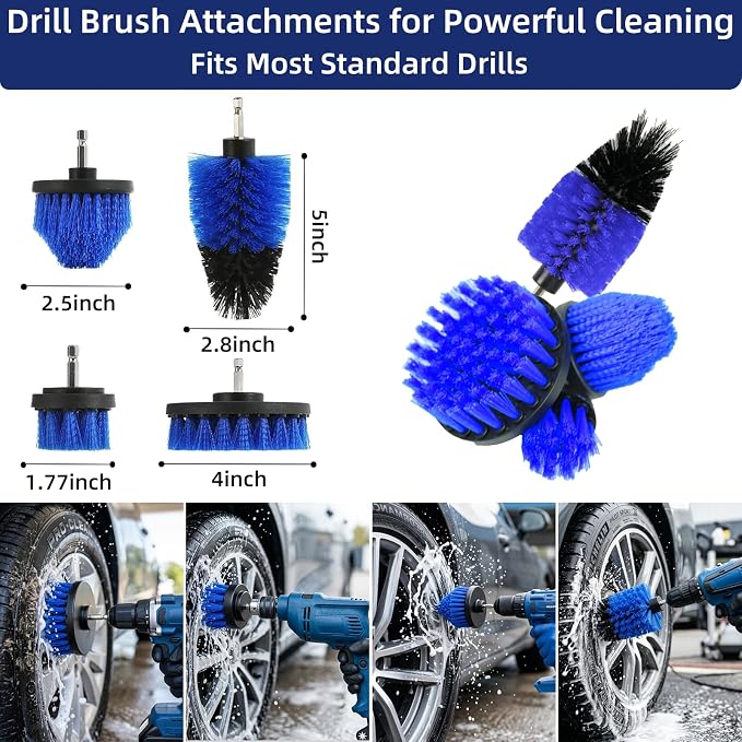 37Pcs Car Detailing Kit, Car Detailing Brush Set, Car Wash Cleaning Kit, Car Detailing Brushes, Professional Car Care Kit for Interior Exterior Wheels, (Drill is NOT Included)