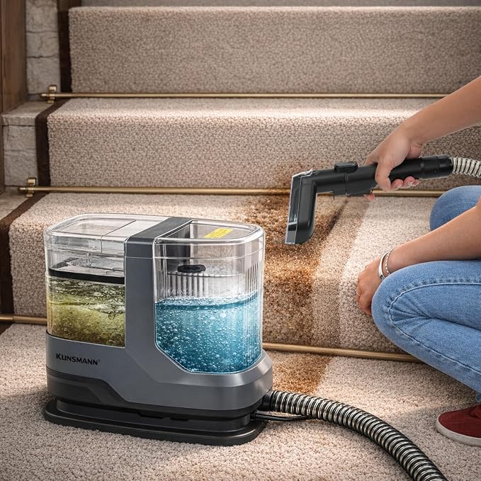 Carpet Spot Cleaner Machine, Mini Portable Upholstery & Couch Shampooer | 17KPa Suction, Deep Cleaning Compact Handheld Car Shampoo Machine for Sofa, Rug, Stairs & Pet Stains