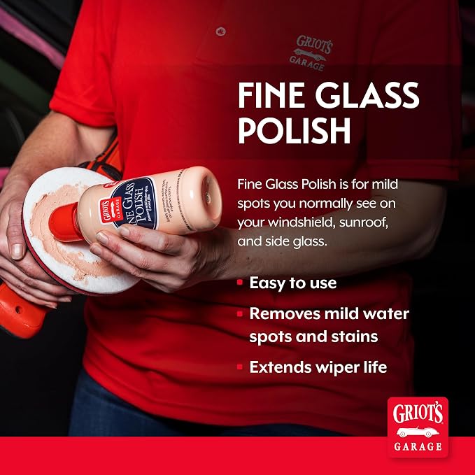 Griot's Garage Fine Glass Polish, Car Window, Windshield Polishing Cleaner for Automotive and Home, Removes Stains and Water Spots, 11017, 16 oz