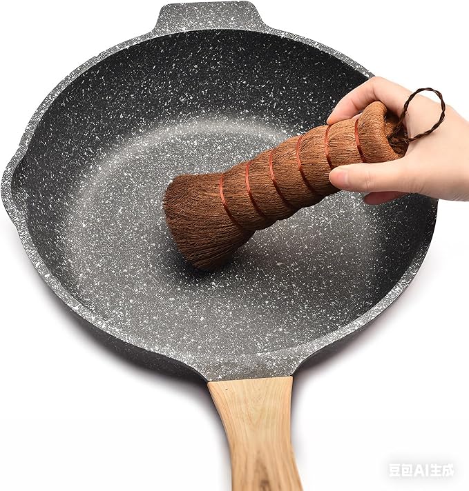 1 Pack Palm Dish Brush, Natural Palm Fiber Scrub Brush for Washing Dishes, Pots & Pans - Soft, Dense Bristles Non-Scratch, Hanging Loop for Easy Storage, Ideal for Kitchen Cleaning