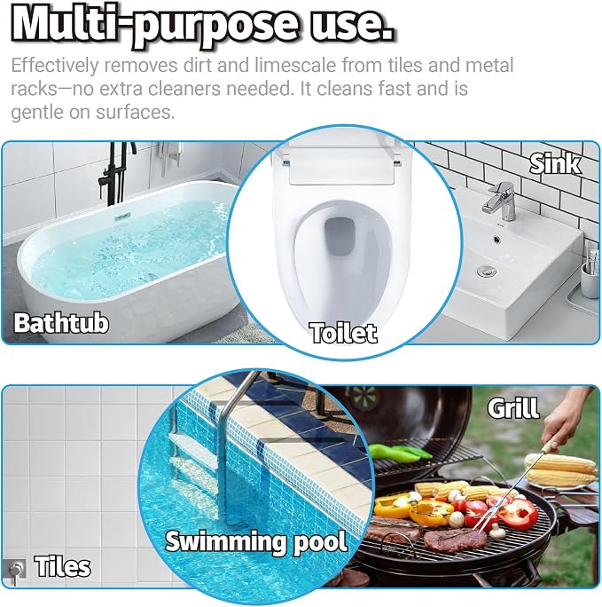 4 Pack Pumice Stone Toilet Bowl Cleaner Long Handle Replaceable Heads