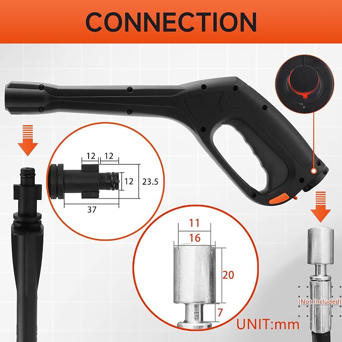 FIXFANS Pressure Washer Gun, Power Washer Wand with Jet and Turbo Nozzle | Replacement Wand – Compatible with Some of Portland Husky Black Decker Ford Pulsar ShopForce Taskforce Powerwasher Taskmaster