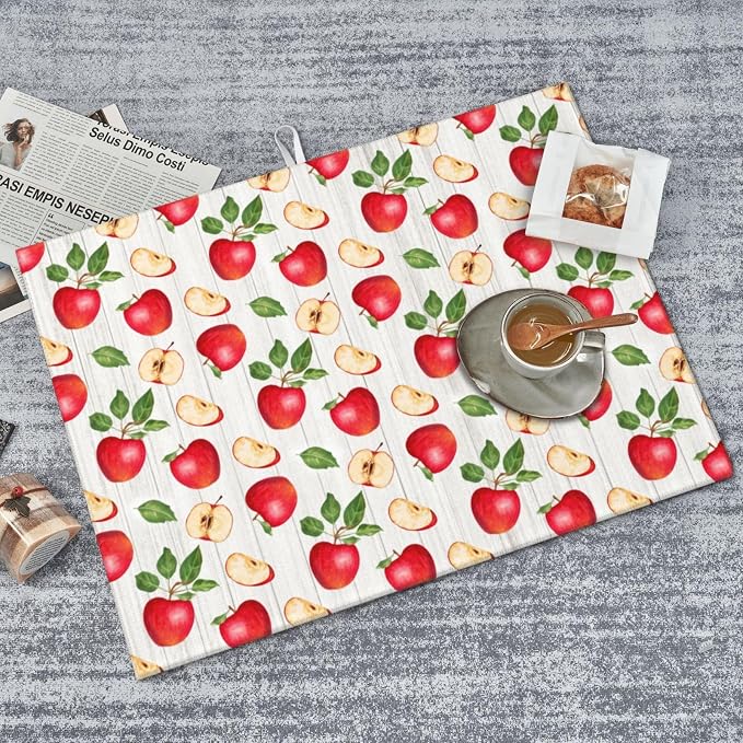 Apple Orchard Wood Grain Dish Drying Mat For Kitchen Counter, Super Absorbent Microfiber Dish Drying Pad, Kitchen Gadgets For Easy Clean Multi-Use Large 18"x24"