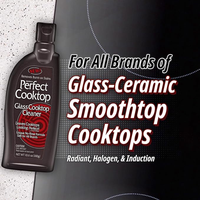 HOPE'S Perfect Cooktop Glass and Ceramic Cooktop and Stove Top Cleaner, Fast Acting and Removes Burnt on Stains from Glass Ceramic Smooth Top Ranges with its No Rinse Formula, 10.6 Oz, Pack of 2