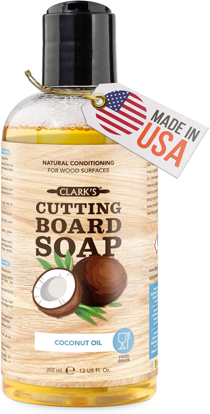 CLARK'S Cutting Board Refined Coconut Soap - Plant Based Food Safe Castile Soap For Countertops Butcher Blocks Bamboo And Utensils - Cleans And Restores Wood - Use Before Food Grade Mineral Oil