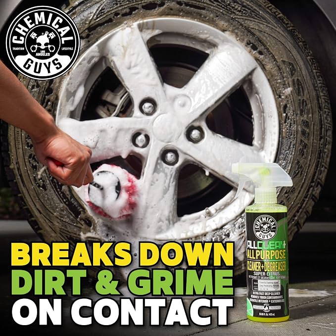 Chemical Guys, All Clean+ Citrus All-Purpose Cleaner, Dilutable, 16 fl oz | Super cleaner, safe for cars, trucks, SUVs, motorcycles, RVs & more, citrus scent