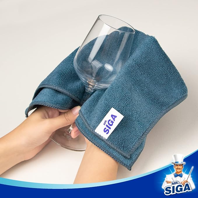 MR.SIGA Microfiber Cleaning Cloths, Streak Free Microfiber Towels, 12 Pack | All-purpose microfiber cloths, ultra absorbent, reusable household cleaning towels, Light Teal, 32 x 32 cm(12.6 x 12.6 inch)