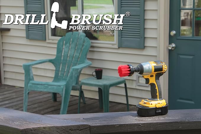 Outdoor Cleaning Brushes - Stiff Bristle Deck Scrubbing Brush - Concrete Scrub Brush - Bird Baths Cleaning Tool - Garden Statues Cleaning Equipment - Granite Headstone Restoration Brush - Siding Brush