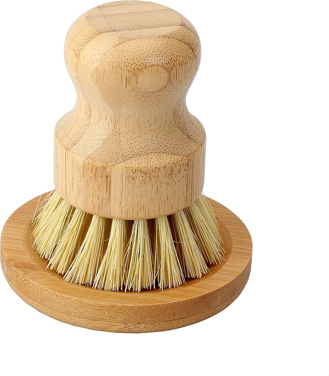 Bamboo Dish Scrub Brush, Kitchen Dish Scrubber Brush Set for Cleaning Dishes,Sink, Cast Iron Pan/Pot