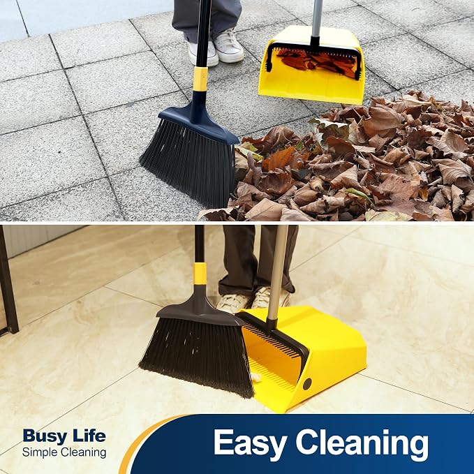 Yocada Large Commercial Dustpan with Comb, Upright Heavy Duty Dust Pan | Outdoor Indoor for Courtyard Garage Lobby Mall Market Floor Home Kitchen Room Office Pet Hair Rubbish