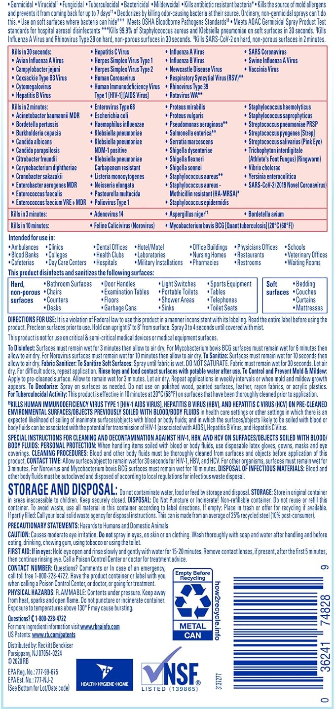 Lysol Professional Disinfectant Spray, Crisp Linen, 228oz (12X19oz)