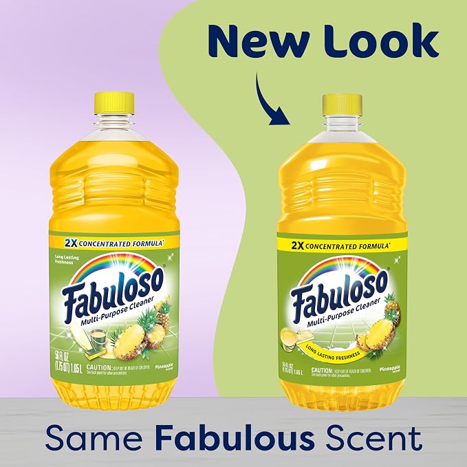 Fabuloso Multi-Purpose Cleaner, 2X Concentrated Formula, Floor Cleaner, Pineapple Scent, 56 fl oz