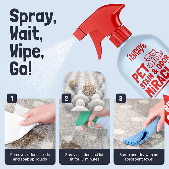 Sunny & Honey Pet Stain and Odor Remover for Carpets, 1 Gallon Spice | USA Made - Enzyme Cleaner for Dog Urine & Poop - Eliminates Set In Stains - Color Safe - For Rugs, Furniture & Car Seats