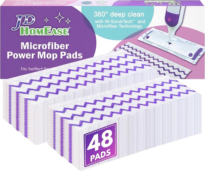 48 Pack Microfiber Disposable Pads for Swiffer PowerMop Multi-Surface Mopping Pad Refills, Deep Clean Replacement