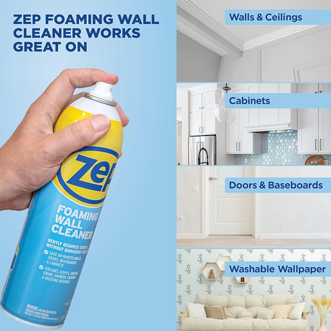 Zep ZUFWC18 Foaming Wall Cleaner, 18 oz, Clear | Removes Stains Without Damaging Finishes