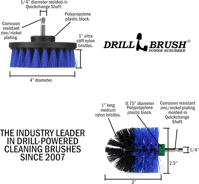 Aquatic Cleaning Supplies - Drill Powered Boat Cleaning Brushes - Boat Scrubbing Accessories - Hull Cleaner Brush Set - Barnacles Busting Brush Tool - Fish Tank Scrubbing Set - Pool Cleaning Brush Set