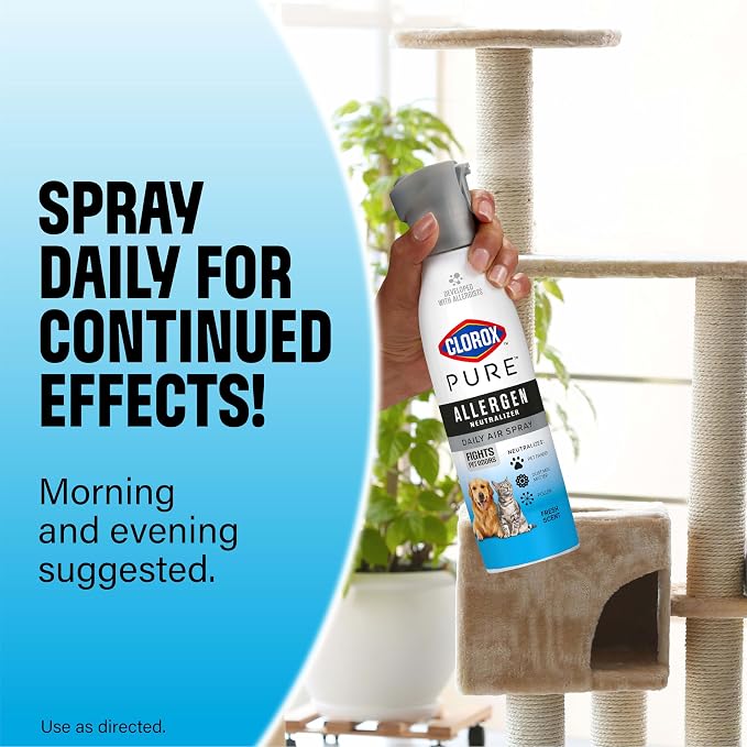 Clorox PURE Allergen Neutralizer Daily Air Spray, Fights Pet Odors, Fresh Scent, 8 Ounces
