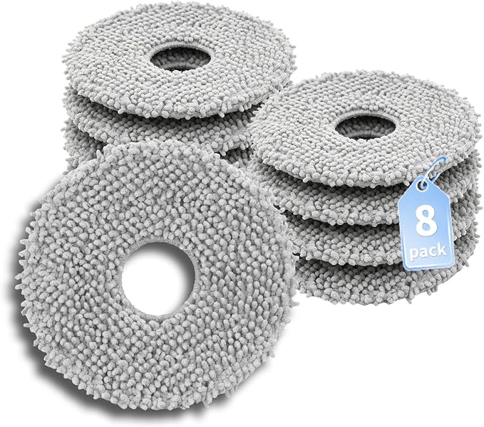 8 Pack Microfiber Mop Cloth Pad Set for Q Revo, Qrevo MaxV, Qrevo S, Qrevo Pro, Qrevo Slim,Qrevo Curv,Qrevo S5V,Qrevo Edge S5A,Qrevo Master,Saros 10R,QV35A,QV 35S Roborock Robot Vacuum Mop Accessories