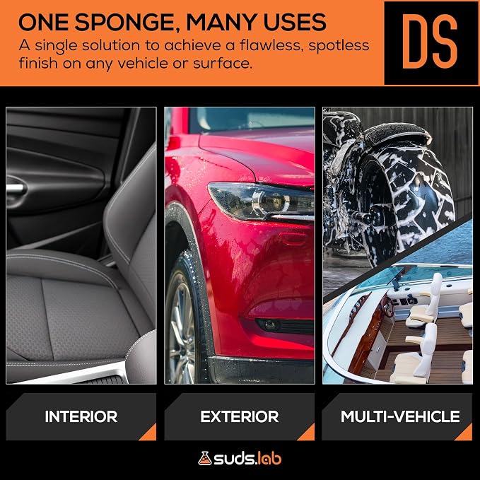 Suds Lab DS Microfiber Detailing Scrub Pad 3 Pack - Car Interior Cleaning & Detailing Microfiber Scrub Pads - Set of 3 - Safe On Leather, Vinyl, Plastic, Etc.