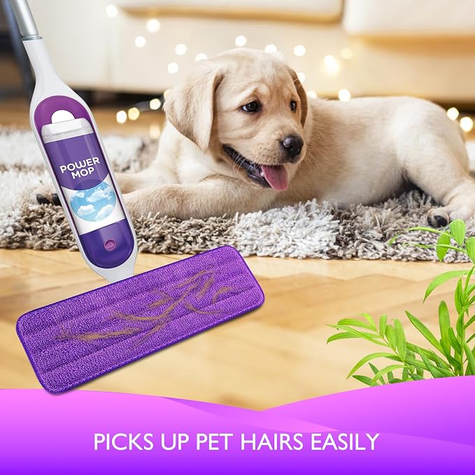 Reusable Power Mop Refills Pads Compatible with Swiffer PowerMop | Microfiber Power Mop Pads for 13 ''-15 '' Spray Mop, Washable Powermop Refill Pads for Multi-Surface Floor Cleaning, 4 Pack