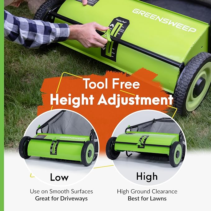 Pickup Pro XL Garden Sweeper - Manual Leaf & Grass Push Lawn Sweeper (Pickup Pro Max)