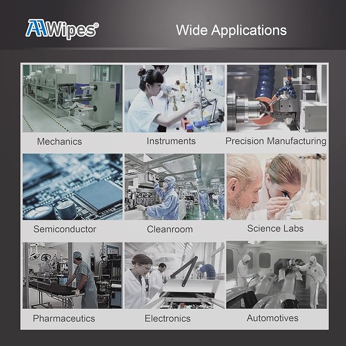 AAwipes Cleanroom Wipes Nonwoven Wipes Cellulose/Polyester Blend (Grade A, 68 Gram) 9" x 9"for Lab, Electronics, Pharmaceutical, Printing and Semiconductor Industries (Bag of 150 Pcs)