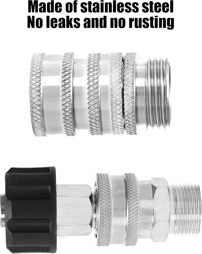 M MINGLE Pressure Washer Adapter Set, Stainless Steel Quick Disconnect Kit | M22 14mm Swivel to 3/8 Inch Quick Connect, 3/4 Inch to Quick Release, 8-Pack