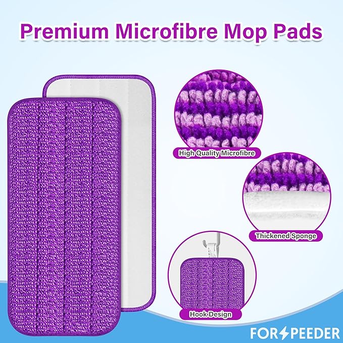 Reusable Mop Pads for Swiffer WetJet, Wet Pads Refills for 12'' Spray Mop, Microfiber Refill Machine Washable Up to 100+ Floor Cleaning for All Kinds of Floor Types, 7 Pack