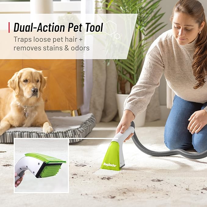 Rug Doctor Pet Portable Spot Cleaner, 2X Suction Power, Lightweight Pet Carpet Cleaner Machine, Pro-Grade Power Removes Stains & Odors from Rugs, Carpets And Upholstery | Dual-Action Pet Tool Picks Up Pet Hair and Removes Stains and Odors, Wheels and R...