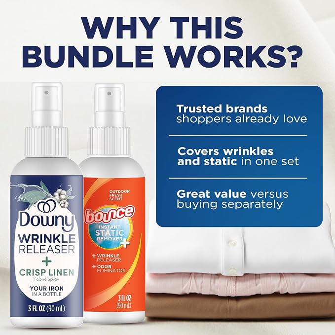 Downy Wrinkle Release Spray Bundle w/Bonus 3oz Bounce Spray Sample - 3 Pack