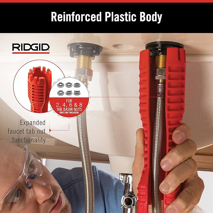 RIDGID 57043 Power Spin+ Drain Cleaner + RIDGID 57003 EZ Change Faucet Wrench