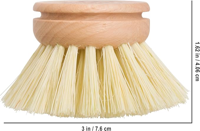 Redecker Dish Brush Replacement Head, Tampico Fiber, 1-1/2 Inch Round – Wooden Replacement Brush Head for Everyday Dishwashing, Made in Germany