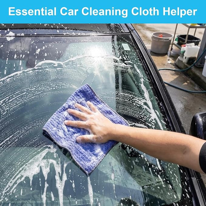 Microfiber Cleaning Cloths 12" x 12": 10 Pack Reusable lint-Free | Towels for Glass, Mirrors, Windows, Stainless Steel, Busting, Kitchen, Bathroom and Car Detailing