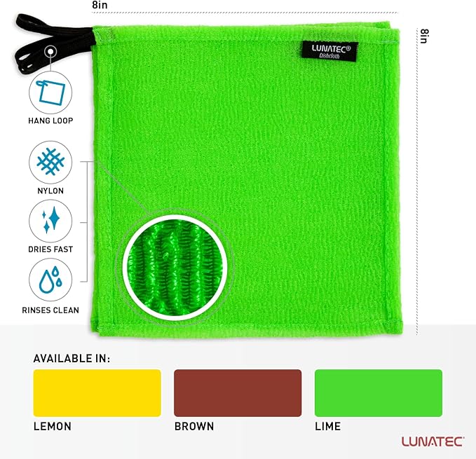 LUNATEC® Odor-Free Kitchen Dishcloths. A Scrubber and scouring pad for All Surfaces. Safe for Non-Stick. (4-Pack)