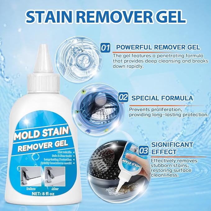 Household Stain Remover Gel, Powerful All-Purpose Stain Cleaner Gel, Effective on Bathroom, Shower, Sink, Grout, Washing Machine Seal, Kitchen