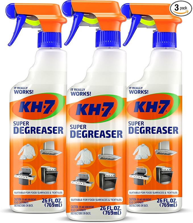 KH-7 Super Degreaser Multipurpose Cleaning Spray: The Heavy Duty All Purpose Cleaner for Your Home, Kitchen, Garage, Car & Laundry | Total Cleaner & Powerful Grease Remover, 26 oz (3 Pack)