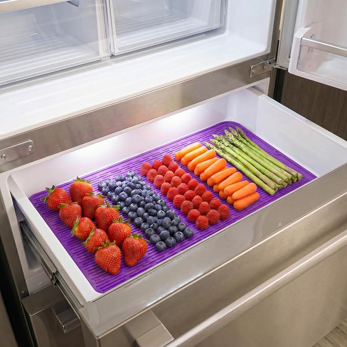 MicoYang Silicone Dish Drying Mat for Multiple Usage,Easy clean,Eco-friendly,Heat-resistant Silicone Mat for Kitchen Counter or Sink,Refrigerator or Drawer Liner Purple 5XL 36inches x 18inches