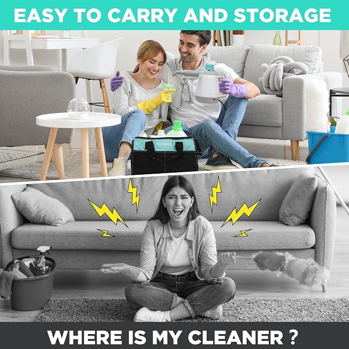 HAUSHOF Handheld Steam Cleaner, 11 pcs Accessories | Tool Bag, Safety Lock, for Home, Cleaning Floor, Car, Upholstery, Grout and Grease
