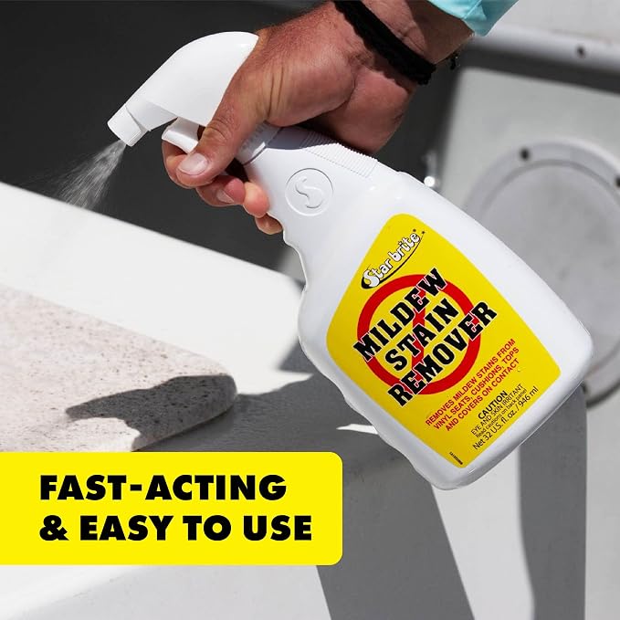 STAR BRITE Professional-Grade Mildew & Mold Stain Remover + Cleaner - Instant Contact Stain Removal, Ideal for Marine & Outdoor Upholstery