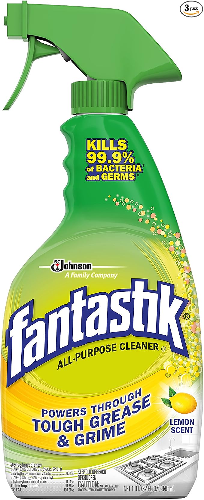 Fantastik All-Purpose Cleaner Trigger, Lemon Scent, 32 fl oz, Pack of 3