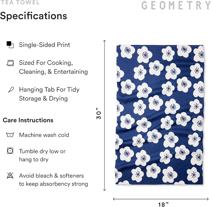 GEOMETRY Kitchen Tea Towels - Quick Dry Microfiber Dish Towels for Kitchen Every Bloom, 18" x 30" 2 Pack