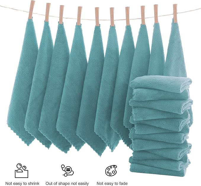 MOONQUEEN Ultra Soft Premium Washcloths Set - 12 x 12 inches - 72 Pack - Quick Drying - Highly Absorbent Coral Velvet Bathroom Wash Clothes (Teal)