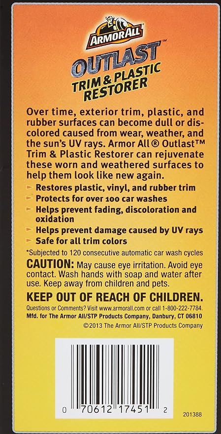 Armor All Outlast Car Trim & Plastic Cleaner, Cleans Cars, Trucks, and Motorcycles, 8 Oz (Pack of 2)