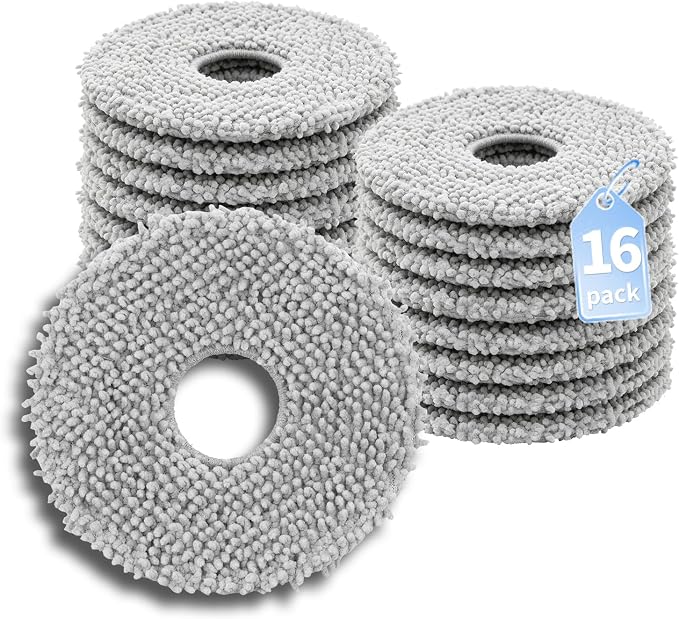 16 Pack Washable Mop Pads Replacement Compatible with Roborock Qrevo Series(Qrevo/S/Pro/Plus/Master/Slim/Curv/Edge/MaxV/Curv S5X/Edge S5A/S5V),Saros 10R, QV35A, QV35S Robot Vacuum