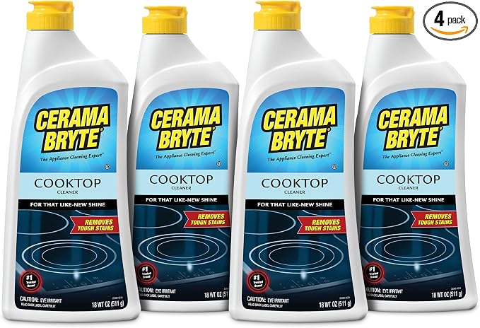 Cerama Bryte Cooktop Cleaner for Glass-Ceramic Surfaces, 18 oz, 4 Pack