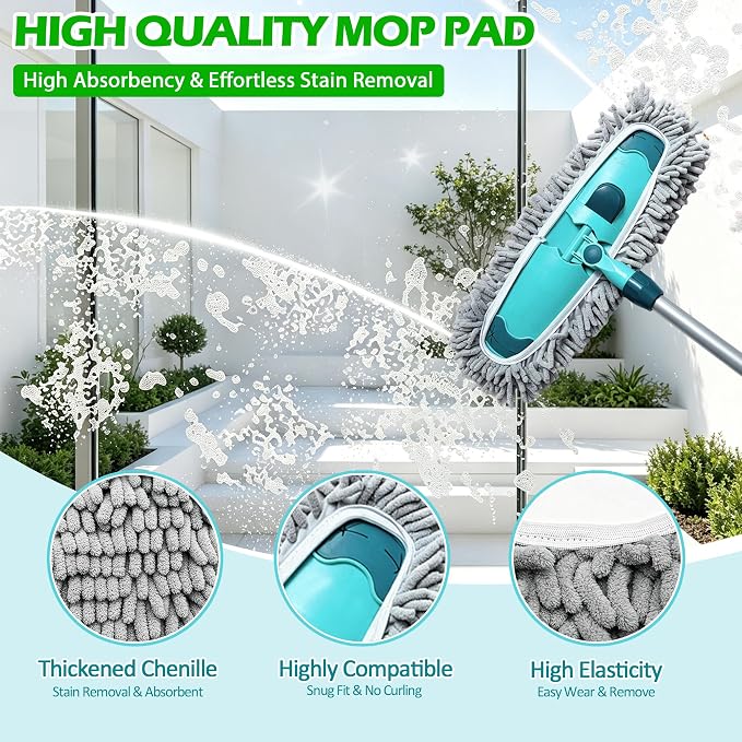 4PCS 13''~16'' Microfiber Dust Mop Pads Compatible with Leifheit 55210 | Reusable Mop Refills,Replacent Wet Mopping Pad & Washable Dry Sweeping Cloths for Hardwood Floor/Tile/Marble Cleaning