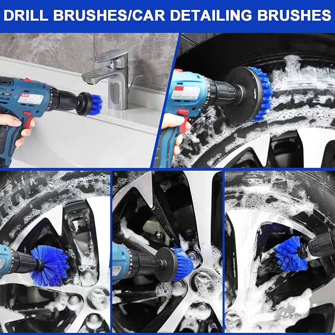 Wontolf 62'' Car Wash Brush Kit with Long Handle, Microfiber Car Wash Mop Mitt, Car Cleaning Detailing Kit, Exterior Interior Car Cleaning Supplies for Cars RV Truck Boat
